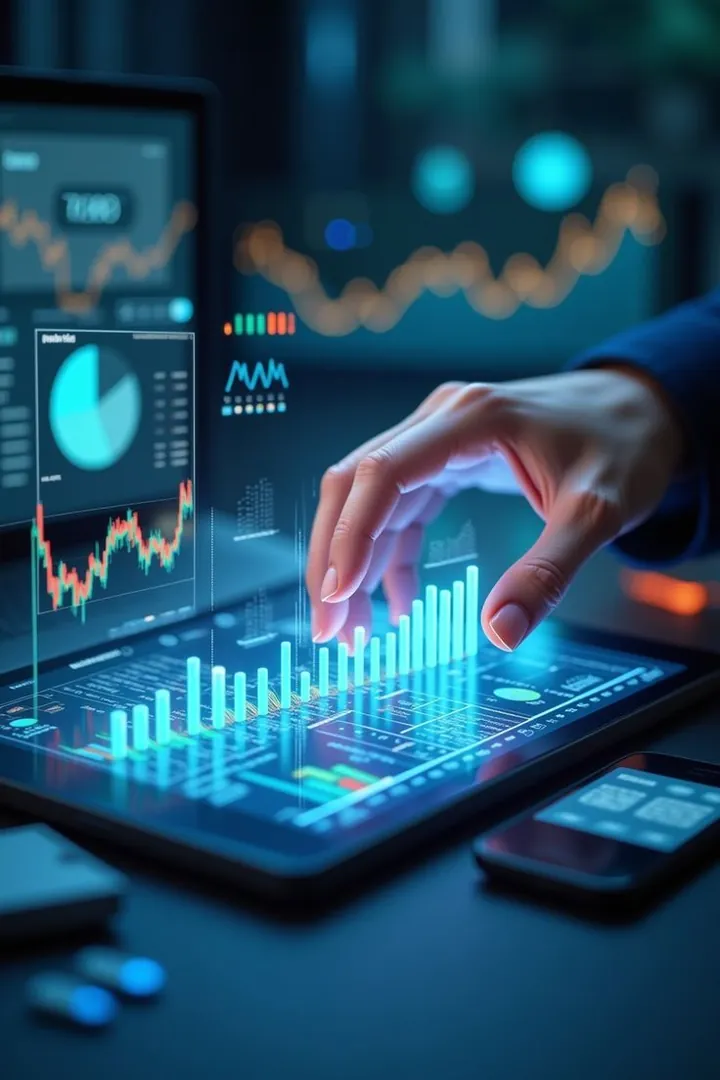 CFO advisory in the UAE: a hand reviewing charts on a tablet