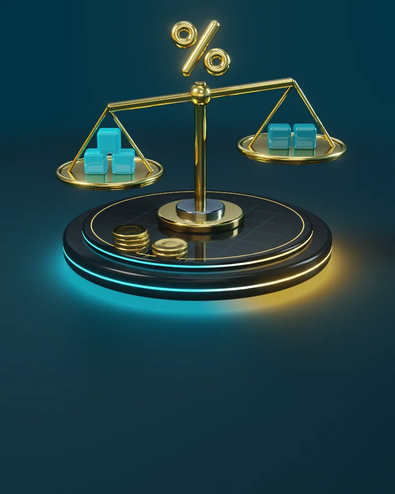 3D illustration of UAE VAT: output tax and input tax on a balance, and the net payable